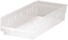 Quantum Storage - 40 Lb. Load Capacity, 17-7/8" Deep, Clear Polypropylene Hopper Shelf Bin - 4" High x 8-3/8" Wide x 17-7/8" Long - Americas Industrial Supply