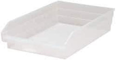 Quantum Storage - 40 Lb. Load Capacity, 17-7/8" Deep, Clear Polypropylene Hopper Shelf Bin - 4" High x 11-1/8" Wide x 17-7/8" Long - Americas Industrial Supply