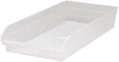 Quantum Storage - 50 Lb. Load Capacity, 23-5/8" Deep, Clear Polypropylene Hopper Shelf Bin - 4" High x 11-1/8" Wide x 23-5/8" Long - Americas Industrial Supply