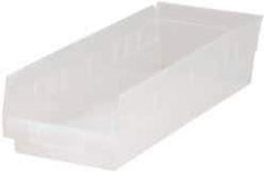 Quantum Storage - 40 Lb. Load Capacity, 17-7/8" Deep, Clear Polypropylene Hopper Shelf Bin - 4" High x 6-5/8" Wide x 17-7/8" Long - Americas Industrial Supply