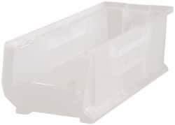 Quantum Storage - 125 Lb. Load Capacity, 23-7/8" Deep, Clear Polypropylene Hopper Stacking Bin - 7" High x 8-1/4" Wide x 23-7/8" Long - Americas Industrial Supply