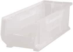 Quantum Storage - 125 Lb. Load Capacity, 23-7/8" Deep, Clear Polypropylene Hopper Stacking Bin - 9" High x 8-1/4" Wide x 23-7/8" Long - Americas Industrial Supply