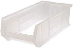 Quantum Storage - 125 Lb. Load Capacity, 23-7/8" Deep, Clear Polypropylene Hopper Stacking Bin - 7" High x 11" Wide x 23-7/8" Long - Americas Industrial Supply