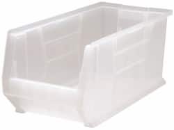 Quantum Storage - 125 Lb. Load Capacity, 23-7/8" Deep, Clear Polypropylene Hopper Stacking Bin - 10" High x 11" Wide x 23-7/8" Long - Americas Industrial Supply