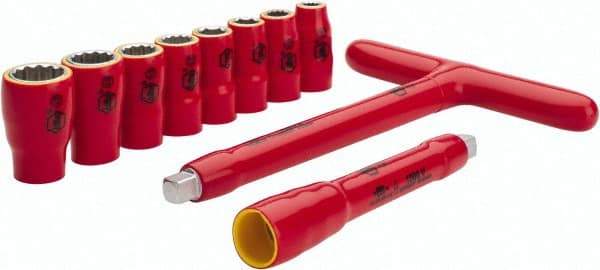 Wiha - 10 Piece 3/8" Drive Socket Set - 12 Points, 8mm to 19mm Range, Metric Measurement Standard - Americas Industrial Supply