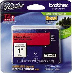 Brother - 1" Wide, Red Tape Cassette - For Label Maker - Americas Industrial Supply