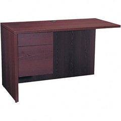 Hon - Woodgrain Laminate Workstation Desk with Center Drawer - 48" Wide x 24" Deep x 29-1/2" High, Mahogany - Americas Industrial Supply