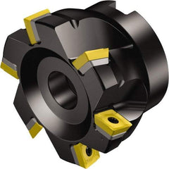 Sandvik Coromant - 10 Inserts, 3" Cut Diam, 1" Arbor Diam, 0.2165" Max Depth of Cut, Indexable Square-Shoulder Face Mill - 90° Lead Angle, 1.969" High, 490R-08T308 Insert Compatibility, Through Coolant, Series CoroMill 490 - Americas Industrial Supply