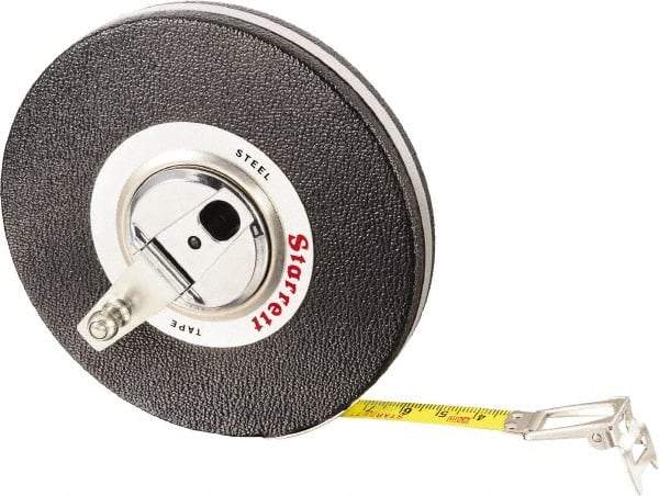 Starrett - 98' x 3/8" Yellow Blade Tape Measure - 1mm Graduation, L8 Graduation Style, Black Case - Americas Industrial Supply