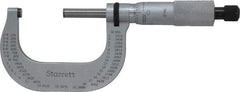 Starrett - 1 to 2" Range, 0.0001" Graduation, Mechanical Outside Micrometer - Ratchet Stop Thimble, Accurate to 0.00005" - Americas Industrial Supply