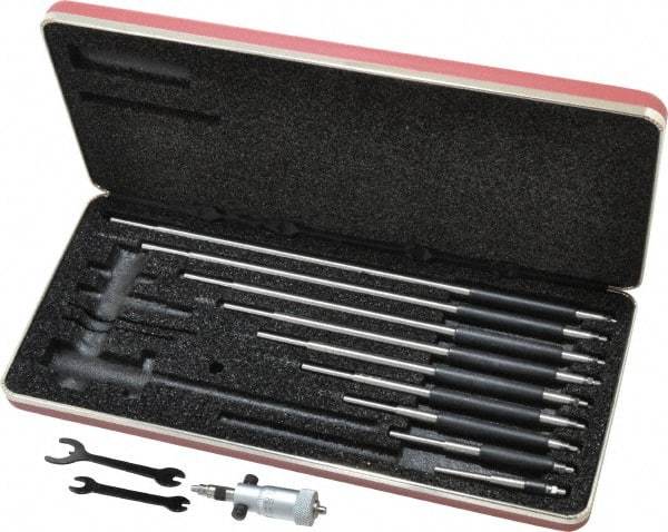 Starrett - 50 to 300mm, Mechanical Inside Micrometer Set - 0.01mm Graduation, Friction Thimble - Americas Industrial Supply