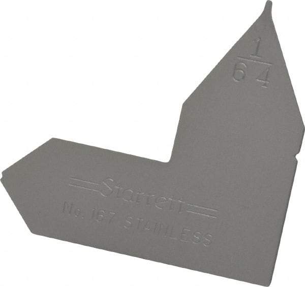 Starrett - 1/64 Inch Radius Gage - Satin Chrome Finish, Stainless Steel - Americas Industrial Supply