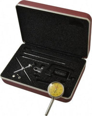 Starrett - 10 Piece, 2.5mm to 5mm Measuring Range, 1-7/16" Dial Diam, 0-100 Dial Reading, Yellow Dial Test Indicator Kit - 0.02mm Dial Graduation - Americas Industrial Supply