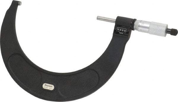 Starrett - 5 to 6" Range, 0.0001" Graduation, Mechanical Outside Micrometer - Ratchet Stop Thimble, Accurate to 0.0001", Digital Counter - Americas Industrial Supply
