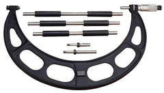 Starrett - Mechanical, 0 to 100 mm Range, Interchangeable Anvil Micrometer - Ratchet Stop Thimble, 0.01 mm Graduation - Americas Industrial Supply