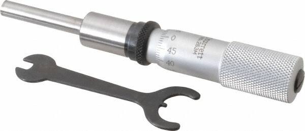 Starrett - 25mm, 5/8 Inch Plain Thimble, 0.2362 Inch Diameter x 1-1/4 Inch Long Spindle, Mechanical Micrometer Head - Americas Industrial Supply