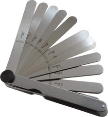 Starrett - 13 Piece, 0.04 to 5mm Parallel Feeler Gage Set - 4-1/2" Long x 1/2" Wide, Tempered Steel - Americas Industrial Supply