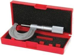 Starrett - Mechanical, 0 to 1 Inch Measurement, Satin Chrome Finish Carbide Face Ball Anvil Micrometer - 0.001 Inch Graduation - Americas Industrial Supply