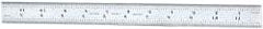 Starrett - 12" Long, 1/100, 1/64, 1/50, 1/32" Graduation, Rigid Spring Steel Rule - 16R Graduation Style, 1" Wide, Silver, Satin Chrome Finish - Americas Industrial Supply
