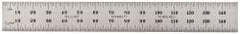 Starrett - 150mm Long, 0.5, 1mm Graduation, Flexible Spring Steel Rule - Metric Graduation Style, 3/4" Wide, Silver, Satin Chrome Finish - Americas Industrial Supply