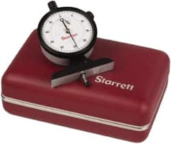 Starrett - 0 to 1/2 Inch Range, White Dial Depth Gage - 0.0005 Inch Graduation, 2-1/2 Inch Base Measuring Length - Americas Industrial Supply