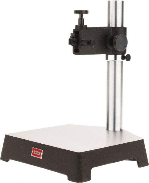 Starrett - Cast Iron (Base), Rectangular Base, Comparator Gage Stand - 13-21/32" High, 10-3/32" Base Length x 9-39/64" Base Width x 2-5/32" Base Height, Includes Holder - Americas Industrial Supply