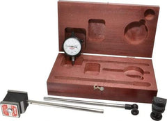 Starrett - 0.0005" Graduation, 1/8" Max Meas, 0-25-0 Dial Reading, Dial Indicator & Base Kit - 1-15/16" Base Length x 1-5/8" Base Width x 1-7/8" Base Height - Americas Industrial Supply