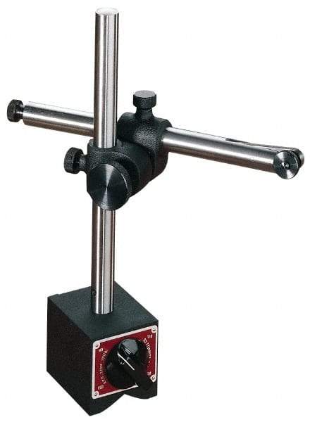 Starrett - 250 Lb Magnetic Force, Fine Adjustment Indicator Positioner & Holder with Base - Post & Rod, 3" Base Height, 3-1/2" Base Length, 3" Base Width - Americas Industrial Supply