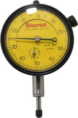 Starrett - 10mm Range, 0-50-0 Dial Reading, 0.01mm Graduation Dial Drop Indicator - 2-1/4" Dial, 1mm Range per Revolution - Americas Industrial Supply