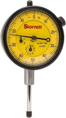 Starrett - 25mm Range, 0-50-0 Dial Reading, 0.01mm Graduation Dial Drop Indicator - 2-1/4" Dial, 1mm Range per Revolution - Americas Industrial Supply