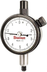 Starrett - 0.025" Range, 0-5-0 Dial Reading, 0.0001" Graduation Dial Drop Indicator - 1-11/16" Dial, 0.01" Range per Revolution - Americas Industrial Supply