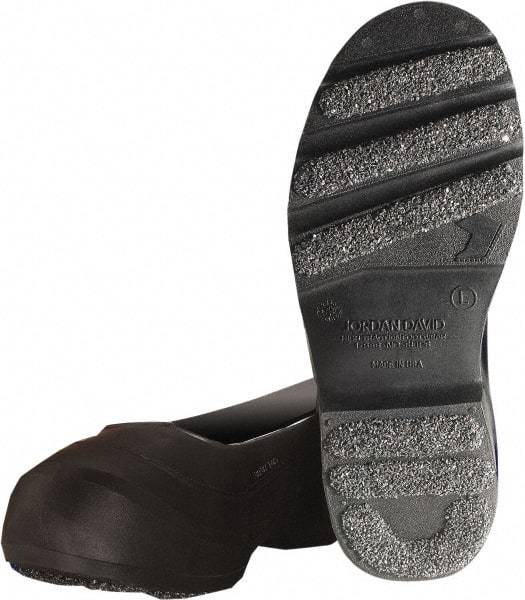 Winter Walking - Men's L (Women's M) Chemical Resistant Overshoes - 4" High, Plain Toe, Nonslip Sole, Polyurethane Upper, Black - Americas Industrial Supply