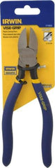 Irwin - 8" OAL, 16 AWG Capacity, Semi-Flush Cutting Pliers - 1" Jaw Length x 1-1/16" Jaw Width, Oval Head, Dipped Vinyl Handle - Americas Industrial Supply