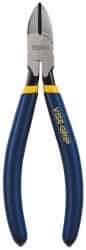 Irwin - 6" OAL, 16 AWG Capacity, Semi-Flush Diagonal Cutter - 7/8" Jaw Length x 13/16" Jaw Width, Oval/Tapered Head, Dipped Vinyl Handle - Americas Industrial Supply