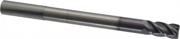Accupro - 1/2", 1" LOC, 1/2" Shank Diam, 6" OAL, 4 Flute, Solid Carbide Square End Mill - Single End, AlTiN Finish, Spiral Flute, 40° Helix, Centercutting, Right Hand Cut, Right Hand Flute - Americas Industrial Supply