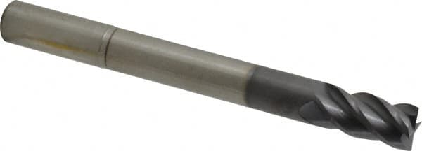 Accupro - 5/8", 1-1/4" LOC, 5/8" Shank Diam, 6" OAL, 4 Flute, Solid Carbide Square End Mill - Single End, AlTiN Finish, Spiral Flute, 40° Helix, Centercutting, Right Hand Cut, Right Hand Flute - Americas Industrial Supply