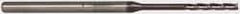 Accupro - 0.075", 1/2" LOC, 1/8" Shank Diam, 2-1/2" OAL, 3 Flute, Solid Carbide Square End Mill - Single End, AlTiN Finish, Spiral Flute, 30° Helix, Centercutting, Series Miniature - Americas Industrial Supply