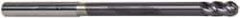 Accupro - 3/16" Diam, 3/8" LOC, 4 Flute Solid Carbide Ball End Mill - AlTiN Finish, Single End, 3" OAL, 3/16" Shank Diam, Spiral Flute - Americas Industrial Supply