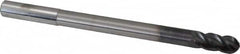Accupro - 7/16" Diam, 1" LOC, 4 Flute Solid Carbide Ball End Mill - AlTiN Finish, Single End, 6" OAL, 7/16" Shank Diam, Spiral Flute - Americas Industrial Supply