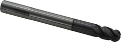 Accupro - 5/8" Diam, 1-1/4" LOC, 4 Flute Solid Carbide Ball End Mill - AlTiN Finish, Single End, 6" OAL, 5/8" Shank Diam, Spiral Flute - Americas Industrial Supply
