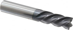 Accupro - 1/2", 1" LOC, 1/2" Shank Diam, 3" OAL, 4 Flute, Solid Carbide Square End Mill - Single End, AlTiN Finish, Spiral Flute, 40° Helix, Centercutting, Right Hand Cut, Left Hand Flute - Americas Industrial Supply