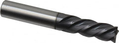 Accupro - 3/8", 7/8" LOC, 3/8" Shank Diam, 2-1/2" OAL, 4 Flute, Solid Carbide Square End Mill - Single End, AlTiN Finish, Spiral Flute, 40° Helix, Centercutting, Right Hand Cut, Left Hand Flute - Americas Industrial Supply