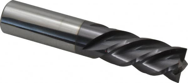 Accupro - 3/4", 1-1/2" LOC, 3/4" Shank Diam, 4" OAL, 4 Flute, Solid Carbide Square End Mill - Single End, AlTiN Finish, Spiral Flute, 40° Helix, Centercutting, Right Hand Cut, Left Hand Flute - Americas Industrial Supply
