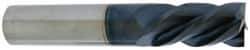 Accupro - 5/8", 1-1/4" LOC, 5/8" Shank Diam, 3-1/2" OAL, 4 Flute, Solid Carbide Square End Mill - Single End, AlTiN Finish, Spiral Flute, 40° Helix, Centercutting, Right Hand Cut, Left Hand Flute - Americas Industrial Supply