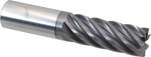 Accupro - 1", 2-5/8" LOC, 1" Shank Diam, 5" OAL, 7 Flute, Solid Carbide Square End Mill - Single End, AlTiN Finish, Spiral Flute, 37.50° Helix, Centercutting, Right Hand Cut, Right Hand Flute - Americas Industrial Supply