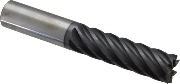 Accupro - 5/8", 2-1/8" LOC, 5/8" Shank Diam, 4" OAL, 7 Flute, Solid Carbide Square End Mill - Single End, AlTiN Finish, Spiral Flute, 37.50° Helix, Centercutting, Right Hand Cut, Right Hand Flute - Americas Industrial Supply