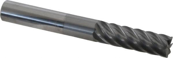 Accupro - 1/2", 7 Flute, Single End, Solid Carbide, 0.02" Corner Radius End Mill - 4" OAL, 37° Helix, Right Hand Flute, 1-5/8" LOC, Right Hand Cut - Americas Industrial Supply