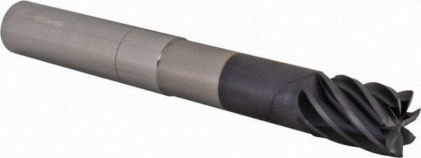 Accupro - 3/4", 1" LOC, 3/4" Shank Diam, 6" OAL, 7 Flute, Solid Carbide Square End Mill - Single End, AlTiN Finish, Spiral Flute, 37.50° Helix, Centercutting, Right Hand Cut, Right Hand Flute - Americas Industrial Supply