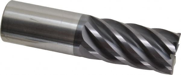 Accupro - 1", 7 Flute, Single End, Solid Carbide, 0.03" Corner Radius End Mill - 4" OAL, 37° Helix, Right Hand Flute, 2" LOC, Right Hand Cut - Americas Industrial Supply