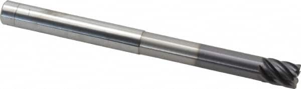 Accupro - 1/2", 7 Flute, Single End, Solid Carbide, 0.03" Corner Radius End Mill - 6" OAL, 38° Helix, Right Hand Flute, 5/8" LOC, Right Hand Cut, 3-1/8" Extended Reach - Americas Industrial Supply